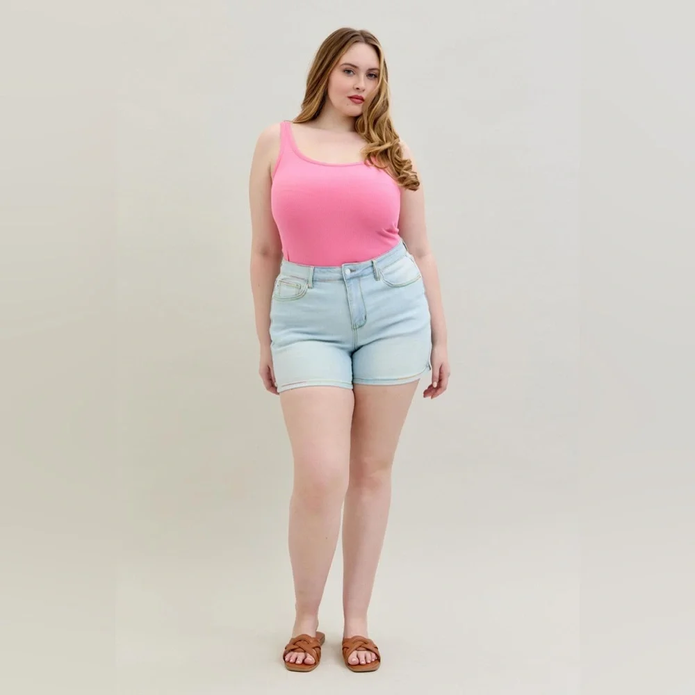 🆕 Judy Blue Mid Rise Rainbow 🌈 Thread Shorts - Picture 1 of 9
